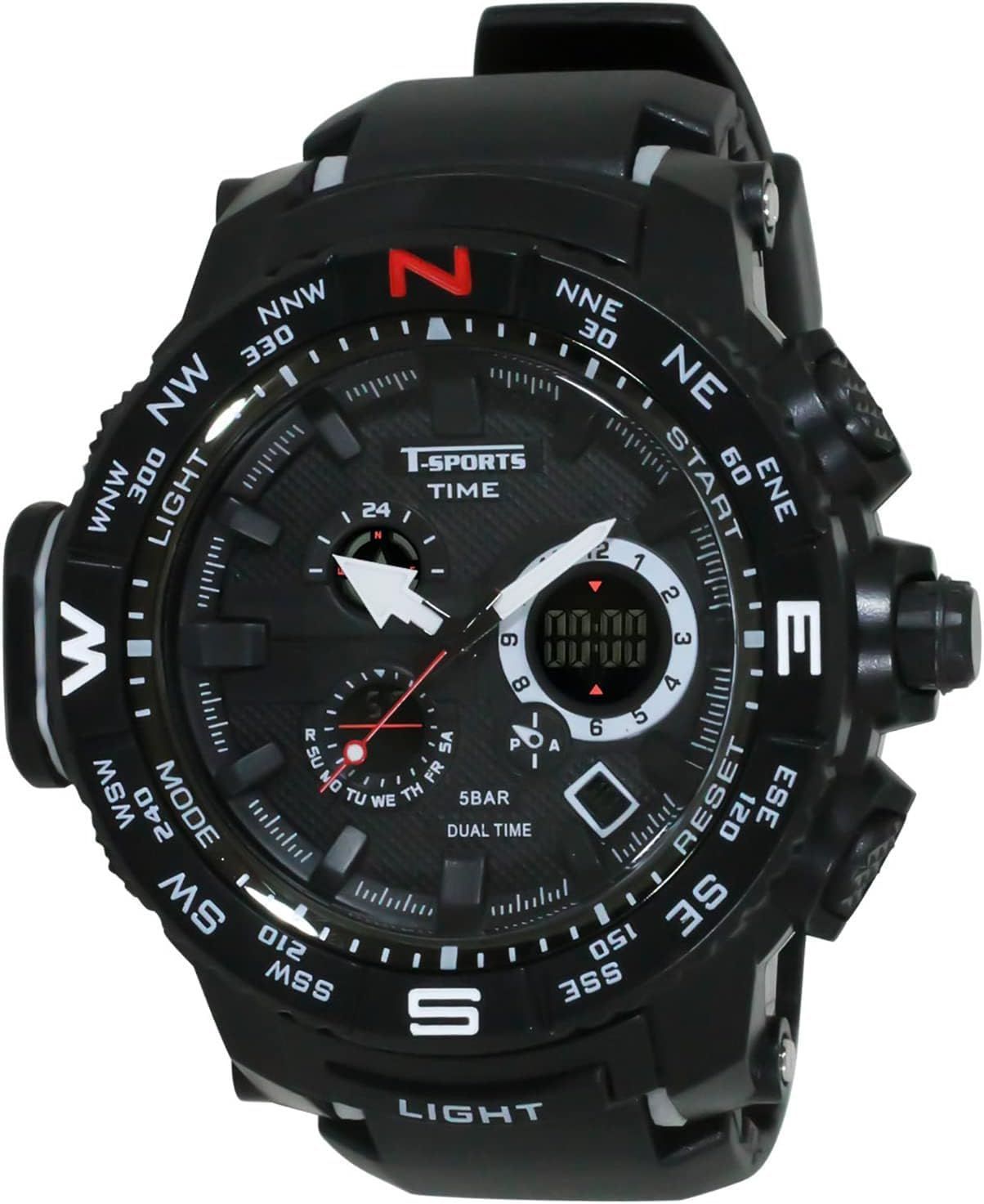 [クレファー] 腕時計 デジアナ メンズ 防水 ストップウォッチ ウレタンベルト ブラック TS-AD096-BK