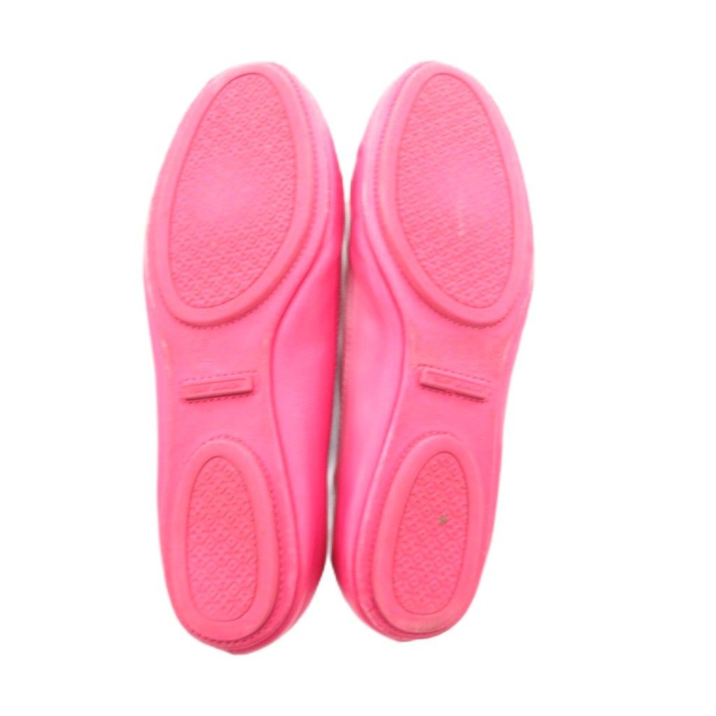 トリーバーチ TORY BURCH フラットパンプス ロゴ レザー 革 ピンク /JS