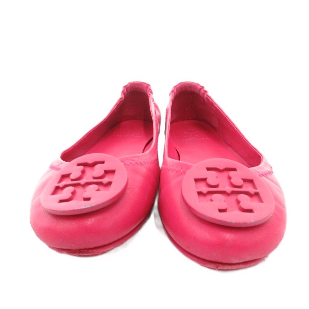 トリーバーチ TORY BURCH フラットパンプス ロゴ レザー 革 ピンク /JS