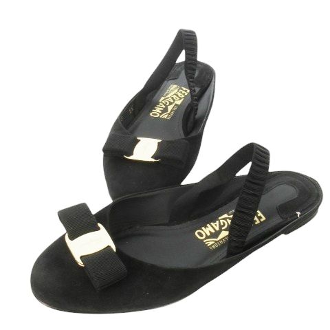 Ferragamo ブラックスエード サンダル ま*ん様 フェラガモ ブラック