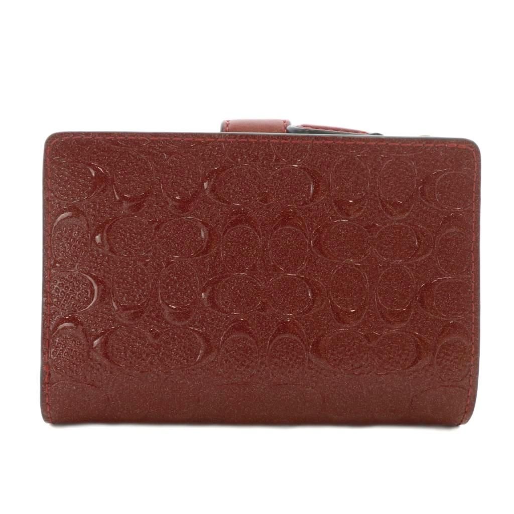 コーチ COACH 財布 二つ折り エナメル シグネチャー エンボス加工 ラメ