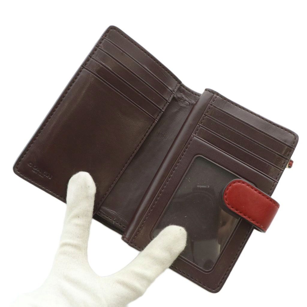 t47【人気】コーチ ロゴ 総柄 エナメル 二つ折り 財布 ウォレット