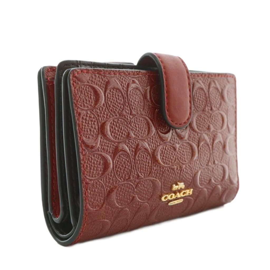COACH 折り財布 星型エンボス加工 コーチ COACH 財布 二つ折り エナメル シグネチャー エンボス加工 ラメ