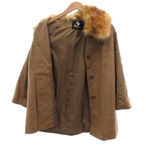 ファーコート フォックス 毛皮 カシミヤ M 茶 ブラウン /JS □GY18
