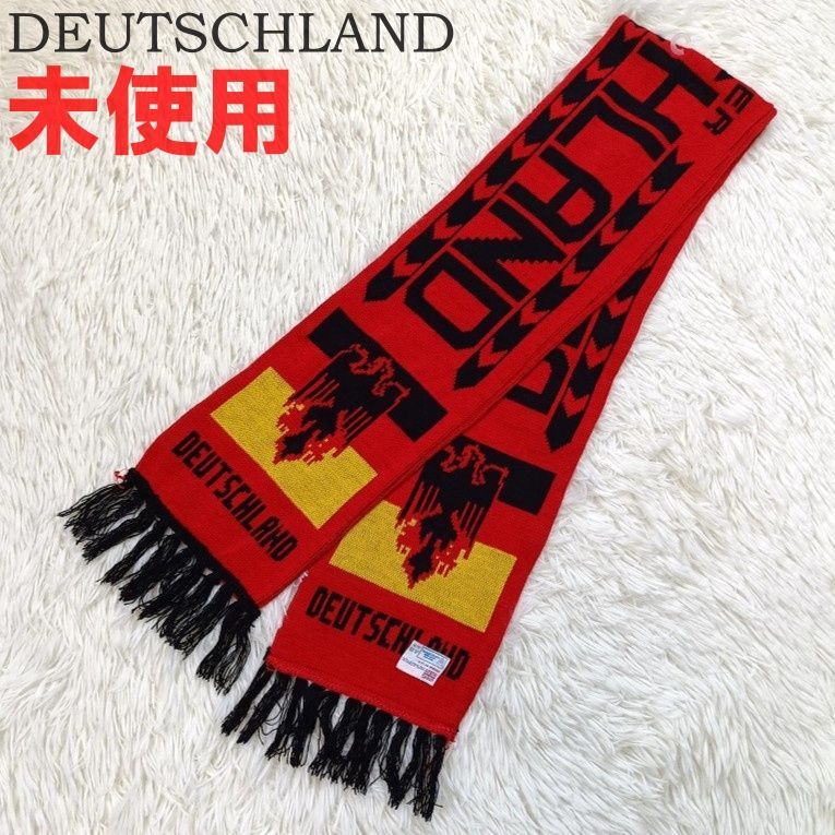未使用 DEUTSCHLAND ドイツ代表 サッカー マフラー レッド 赤 フリンジ