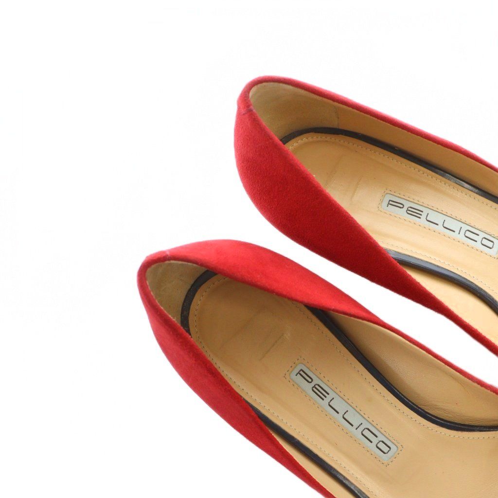 ペリーコ PELLICO パンプス ポインテッドトゥ ロゴ スエード 38 23.5cm