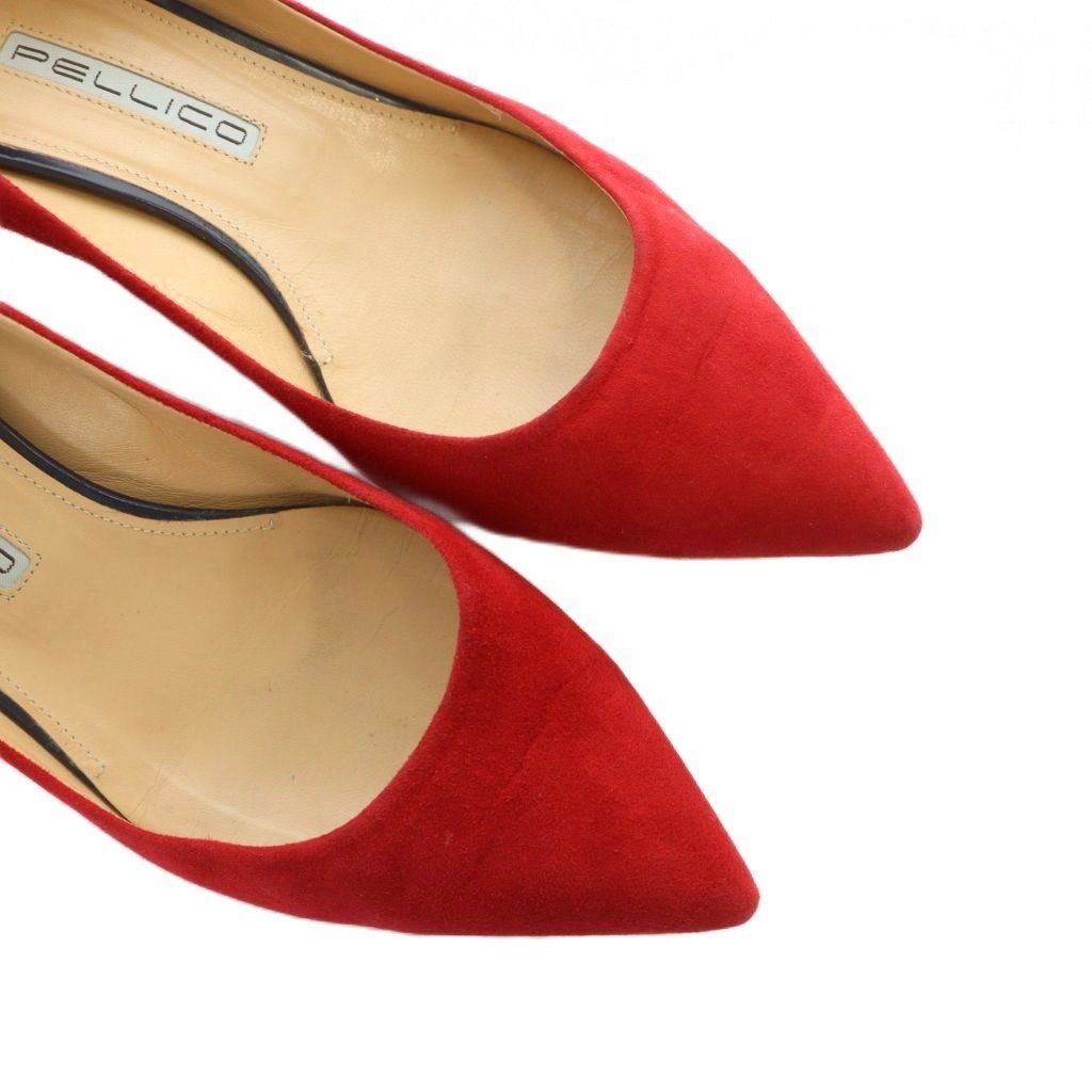 ペリーコ PELLICO パンプス ポインテッドトゥ ロゴ スエード 38 23.5cm