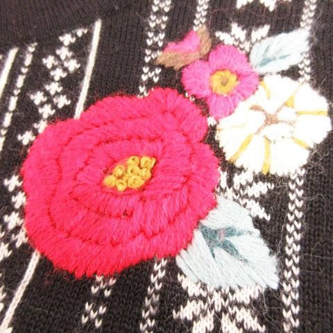 KENZO ケンゾー ニット セーター 豪華刺繍 花柄 総柄 シルク 黒 M KENZO ケンゾー ニット セーター 豪華刺繍 花柄 総柄 シルク 黒 M