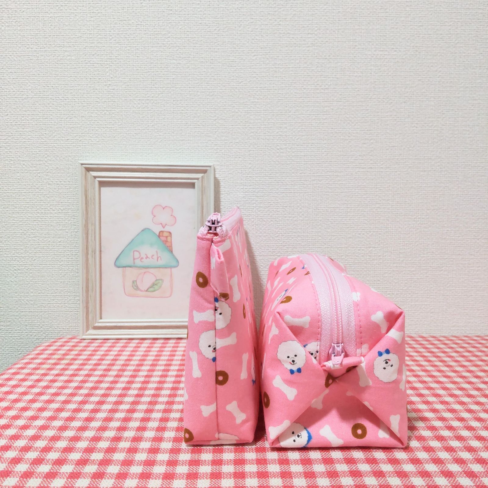 ポーチ（ビションフリーゼ＊ピンク） - メルカリ