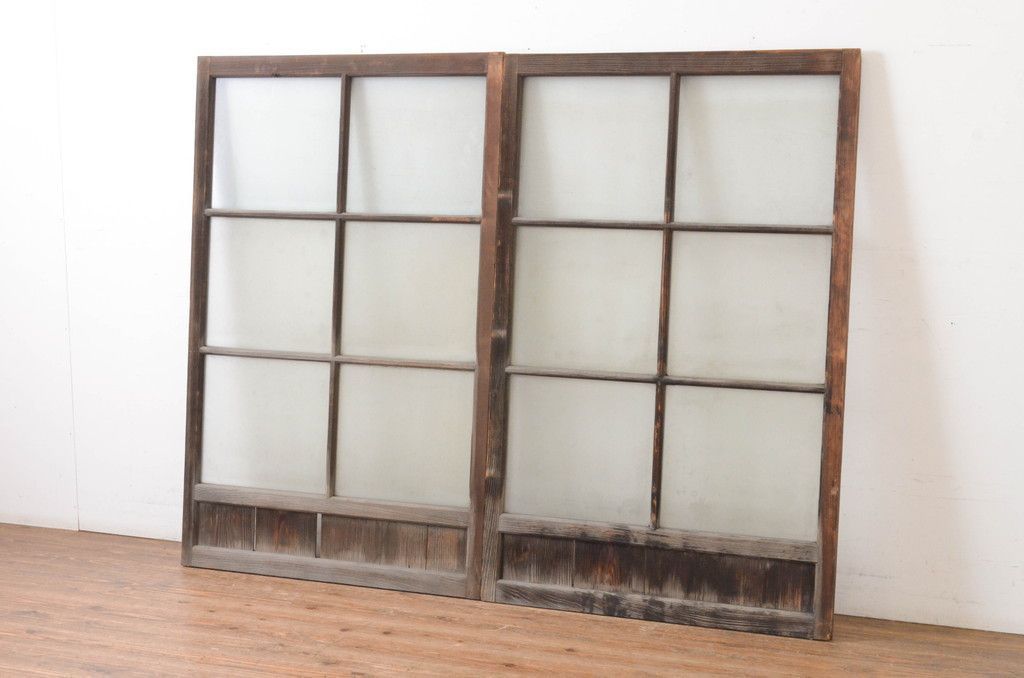 現状販売 ガラス窓 セット アンティーク建具 ガラス戸 引き戸 4～7営業日前後で発送 修理加工希望の方3ヶ月程で発送 R 065045