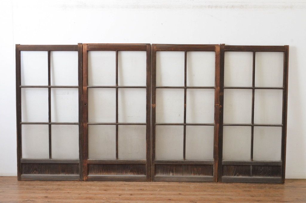 現状販売 ガラス窓 セット アンティーク建具 ガラス戸 引き戸 4～7営業日前後で発送 修理加工希望の方3ヶ月程で発送 R-065046