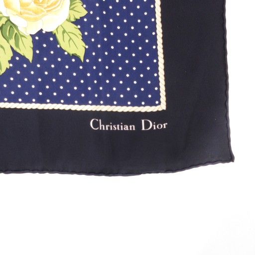 ChristianDior シルクスカーフ　紺色 Christian Dior クリスチャンディオール シルクスカーフ トロッター