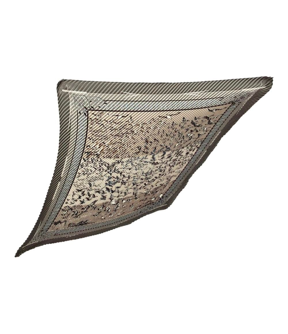 エルメス Hermes プリーツカレ プリーツスカーフ ラ・プレイリー シルク HERMES エルメス プリーツカレ スカーフ シルク100% ブルー LES FOLIES