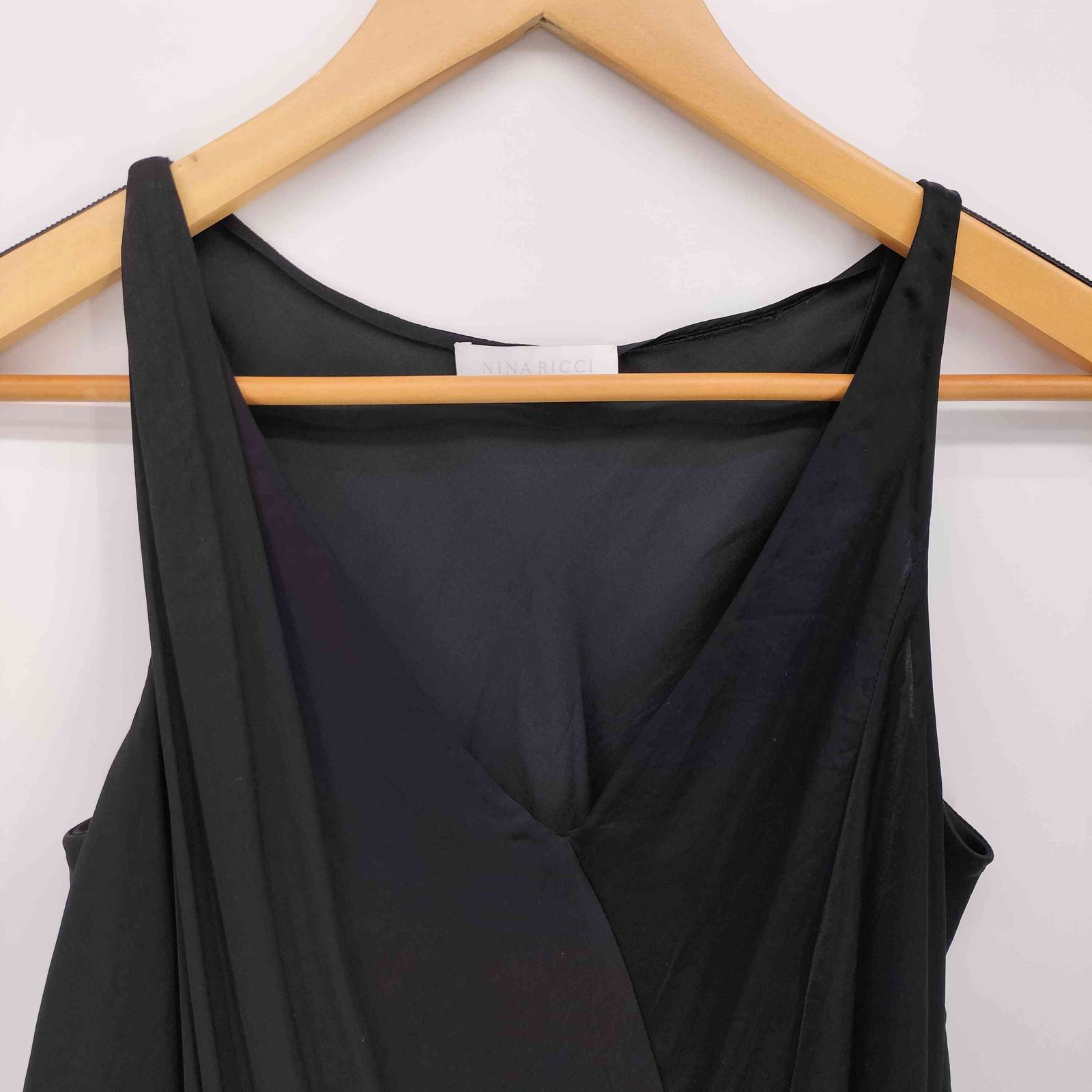 ニナリッチ NINA RICCI サテン ドレープ ノースリーブ ワンピース