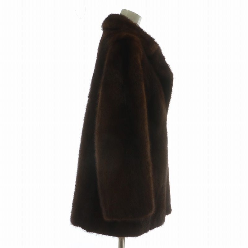 ミンクファーコート ブラウン毛皮 ミドル丈 良品 フォックス リアルファーコート 毛皮 ミドル丈 ブラウン 毛並み