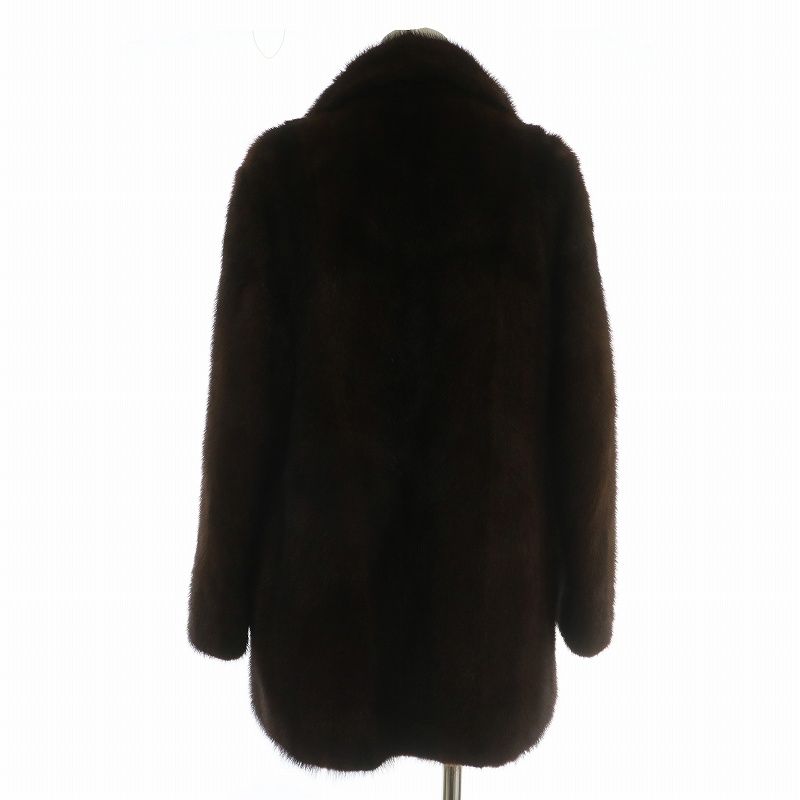 ノーブランド ファーコート アウター 毛皮 ミンク ミドル 13 XL 茶色