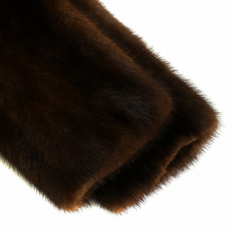 ミンクファーコート ブラウン毛皮 ミドル丈 良品 フォックス リアルファーコート 毛皮 ミドル丈 ブラウン 毛並み