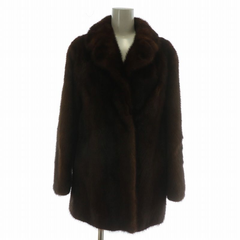 ノーブランド ファーコート アウター 毛皮 ミンク ミドル 13 XL 茶色