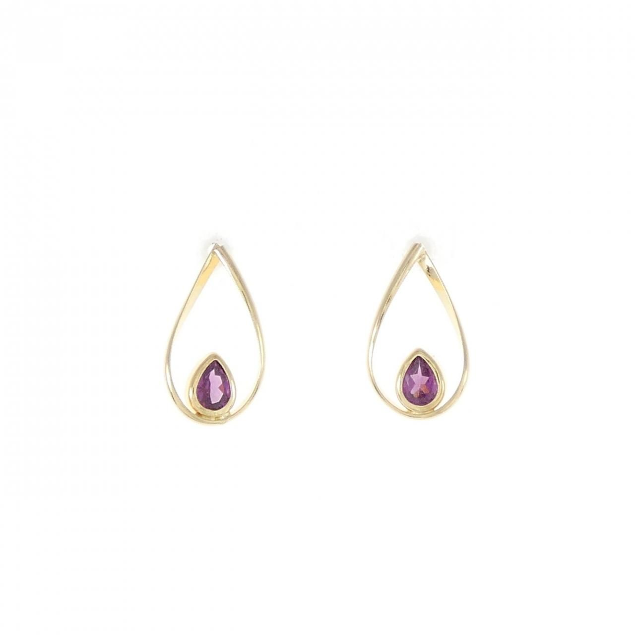 【新品】K18YG ガーネット ピアス