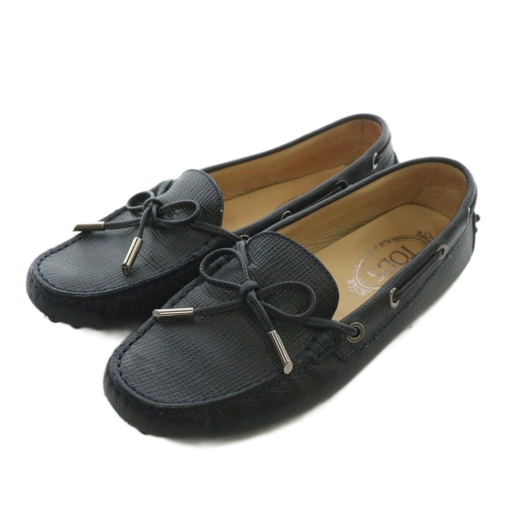 トッズ TOD'S ドライビングシューズ モカシン レザー リボン 35.5 22.5