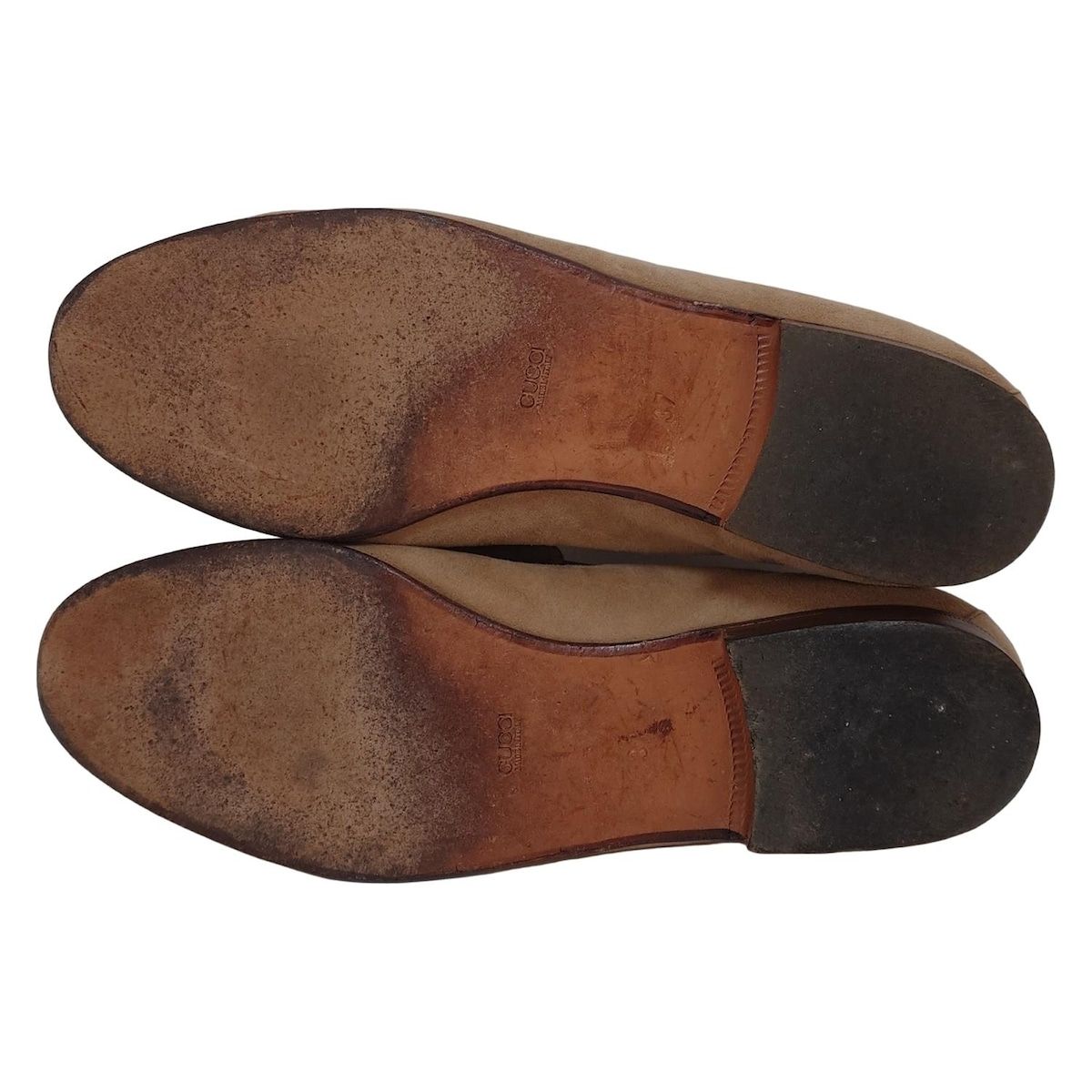 GUCCI(グッチ) ローファー 37 レディース - ベージュ×ライトブラウン