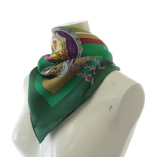 エルメス HERMES カレ90 parmi les fleurs je compte les heures 花の