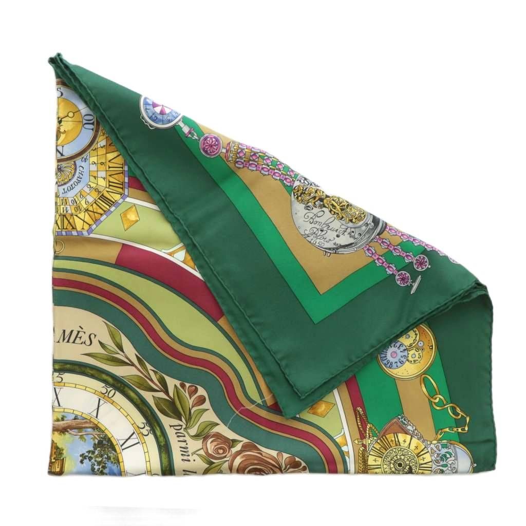 エルメス HERMES カレ90 parmi les fleurs je compte les heures 花の