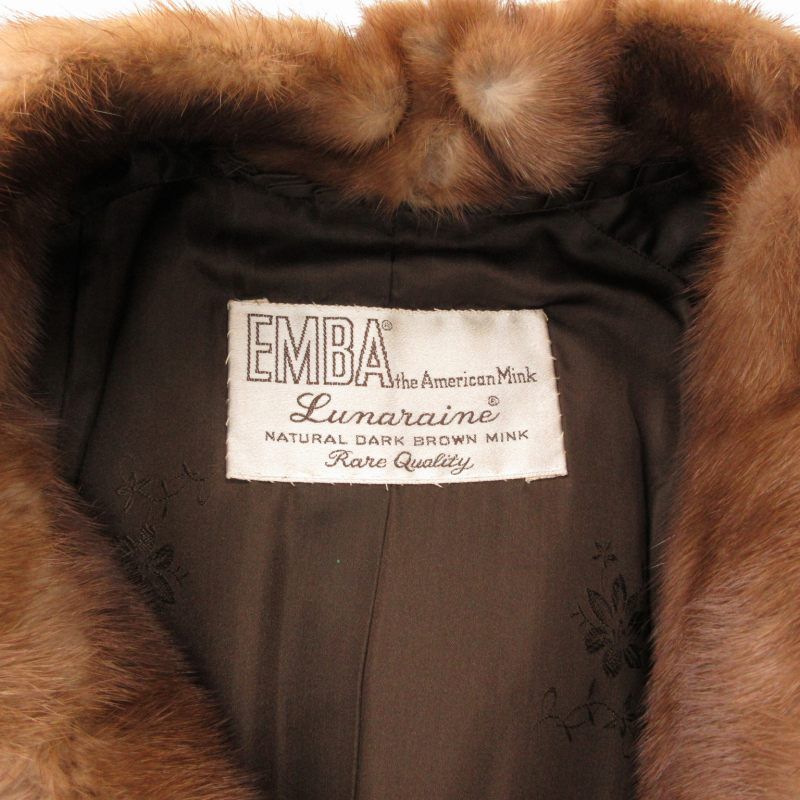 エンバ EMBA Lunaraine ミンクファー ロング コート 毛皮 茶 ブラウン