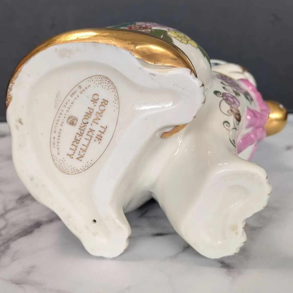 フランクリンミント ハンドペイント フィギュリン 猫 置物 陶器 美品