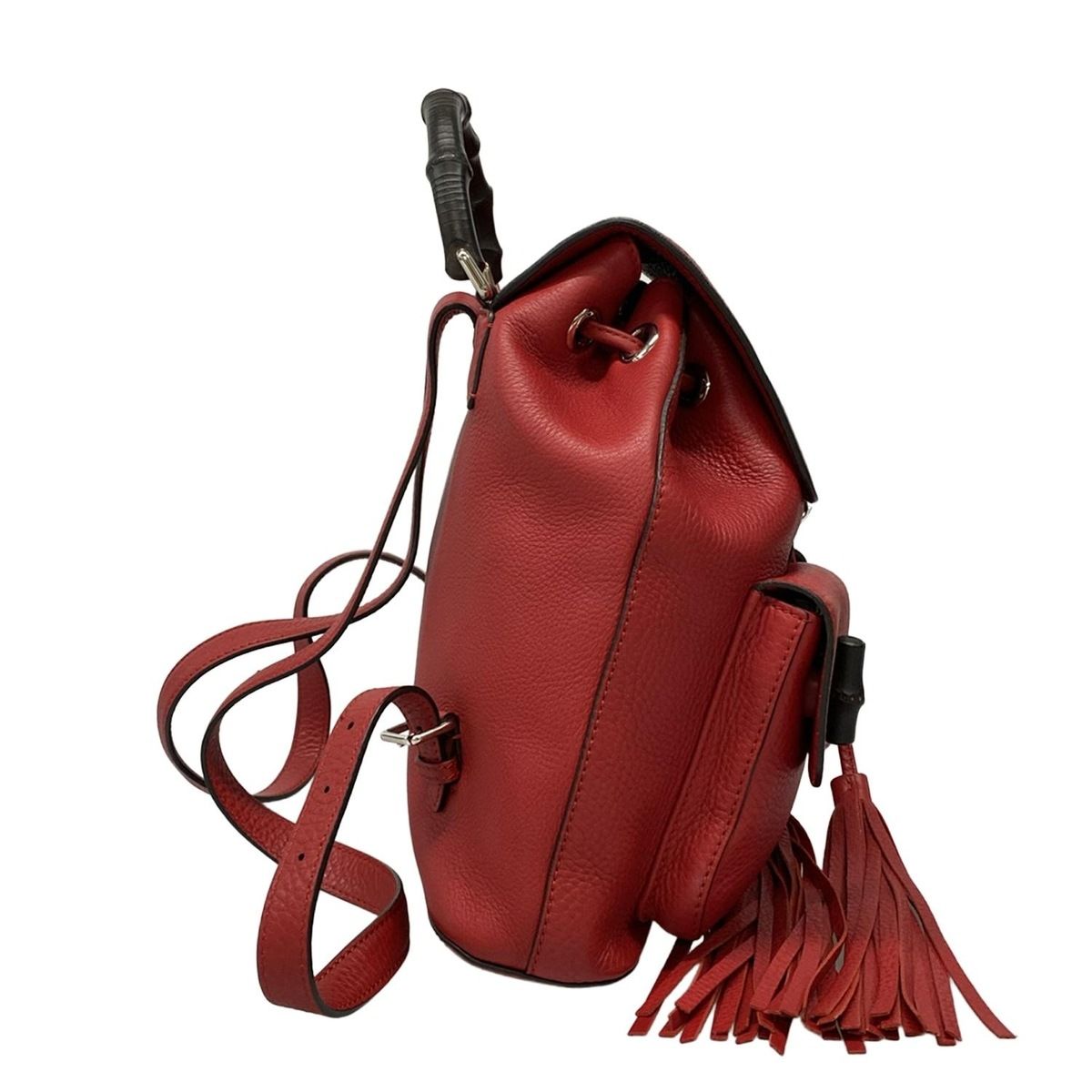 GUCCI(グッチ) リュックサック バンブー 370833 レッド レザー - メルカリ