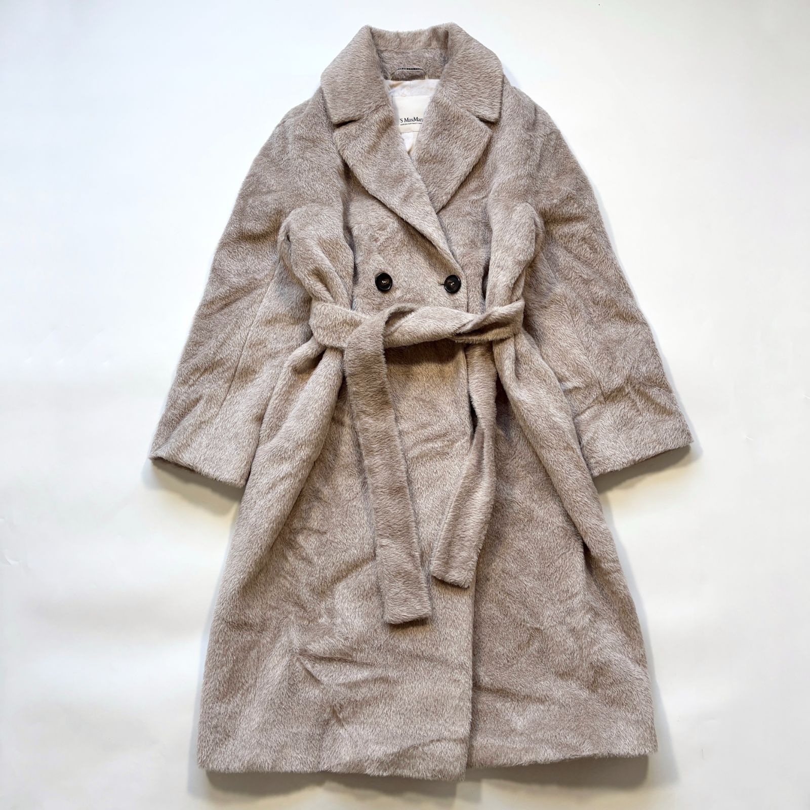 新品同様❗️MaxMara 【最高級】アルパカジャギー　ダブルアイコンコート　XL 極美品△Max MaraStudio マックスマーラステュディオ 2024年 アルパカ