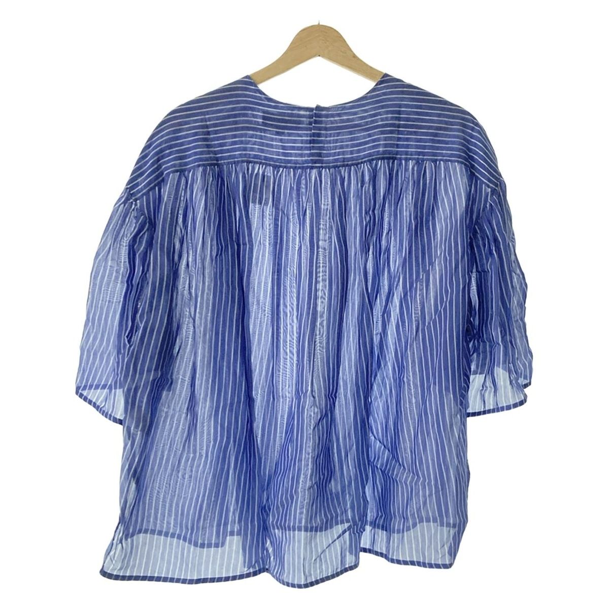 Drawer ドゥロワー 七分袖カットソー サイズ36 S レディース - ネイビー×白 クルーネック ストライプ