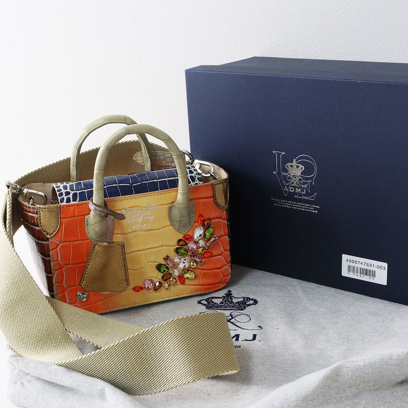 未使用 A.D.M.J. エーディーエムジェイ 牛革クロコ型押し