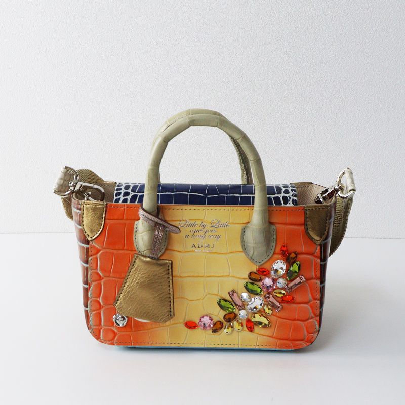 未使用 A.D.M.J. エーディーエムジェイ 牛革クロコ型押し