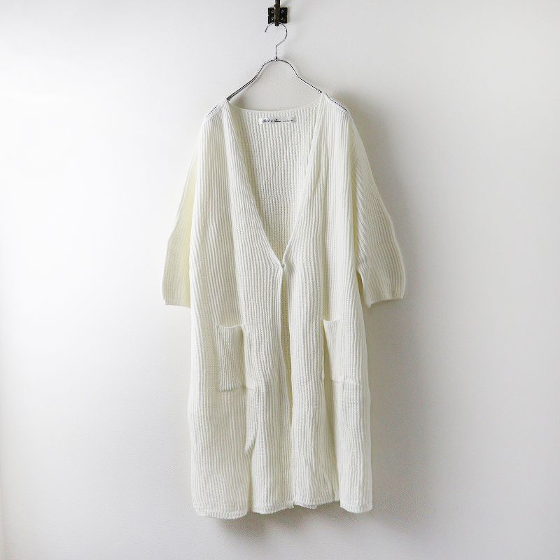 新品定価28820円　クロスアンドクロス　畦編みニットロングカーディガン 美品 ハグオーワー クロスアンドクロス HUG O WaR Cloth&Cross 畦編み