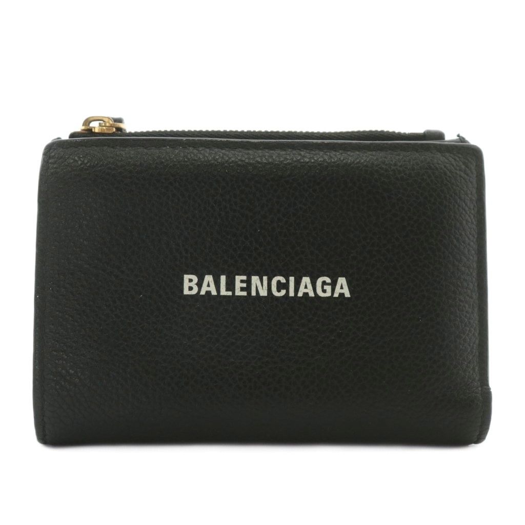 バレンシアガ 694166 ロゴ 二つ折り財布 バレンシアガ BALENCIAGA 694166 財布 二つ折り レザー ロゴ 黒