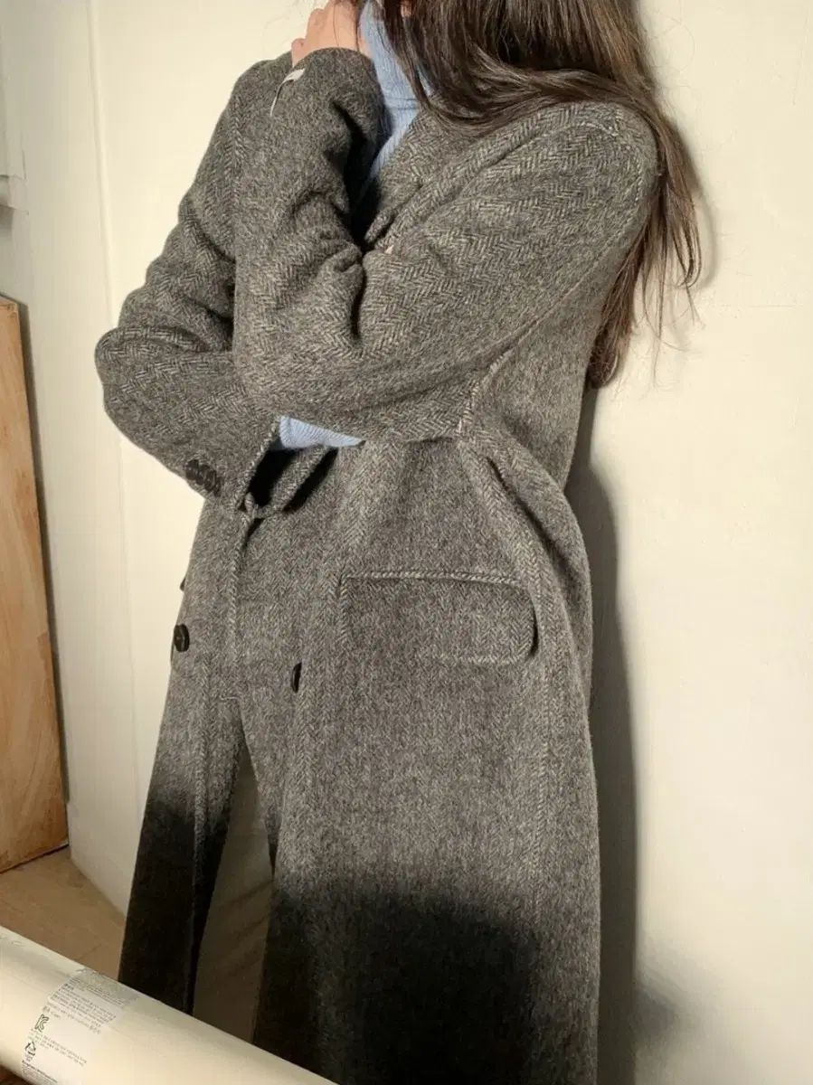 ヘリンボーン ロング コート グレー - メルカリ