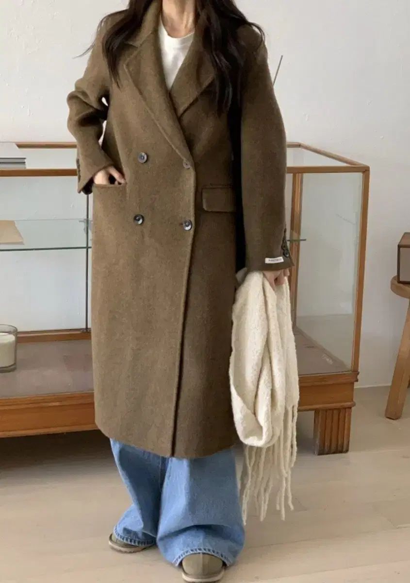 ウール ダブル ボタン コート ブラウン ハンドメイド - メルカリ