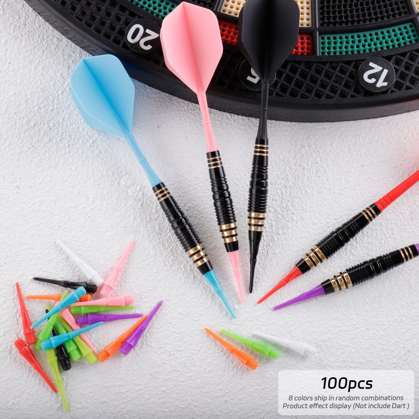 2BAネジ ソフトダーツポイント、ソフトティップ、8色ミックス