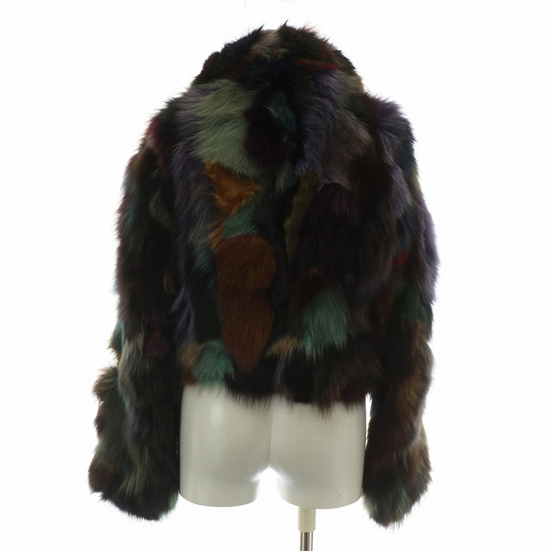 ノーブランド ファーコート アウター 毛皮 フォックス 染毛 ショート丈