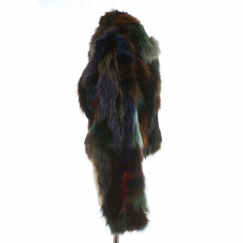 ノーブランド ファーコート アウター 毛皮 フォックス 染毛 ショート丈