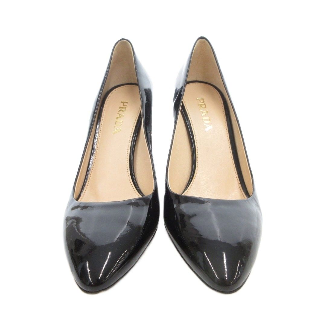 プラダ PRADA パテント パンプス エナメルレザー ハイヒール 35 黒