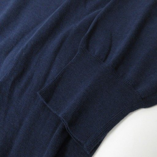 Drawer ドゥロワー 18G コットン天竺ニット アンサンブル ブルー 1 Drawer ドゥロワー 18G コットン天竺ニット アンサンブル ブルー 1