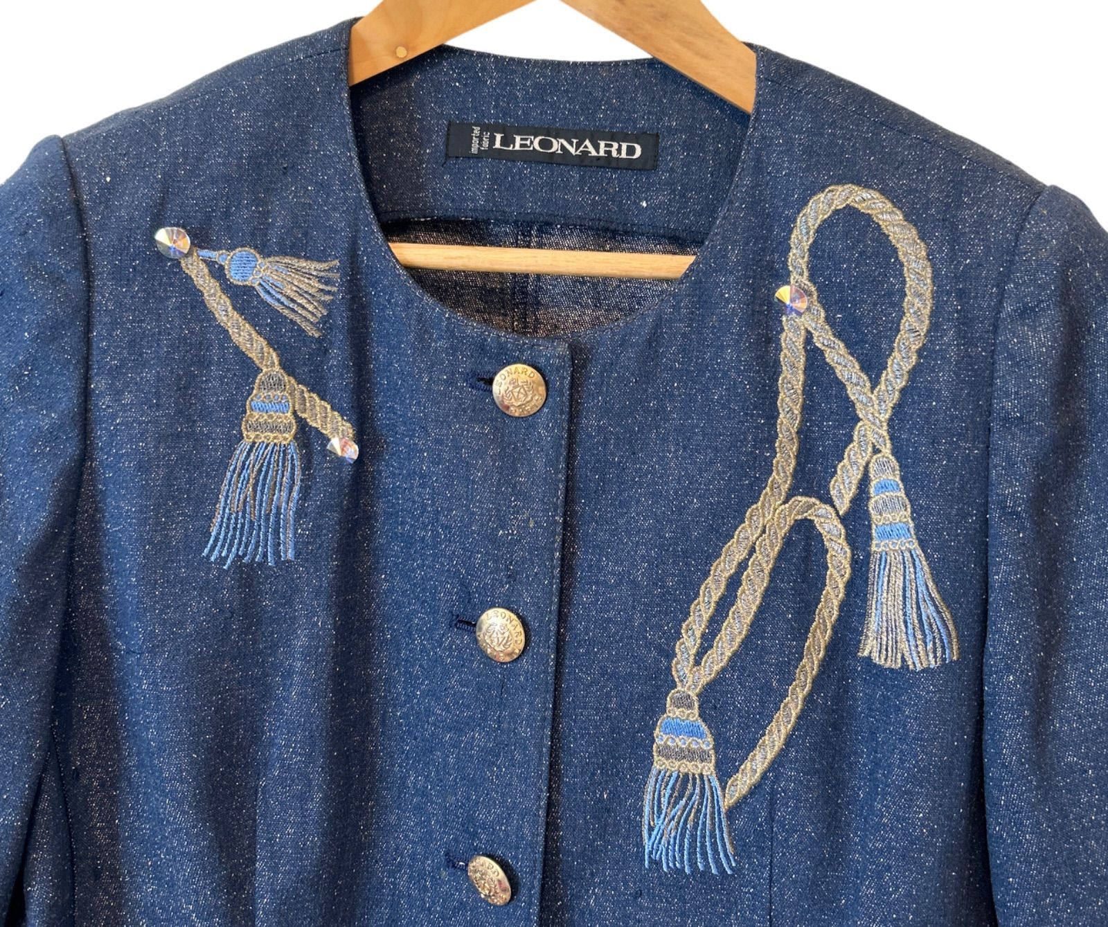 RE330 LEONARD レオナール デニムジャケット 刺繍 レディース ブルー