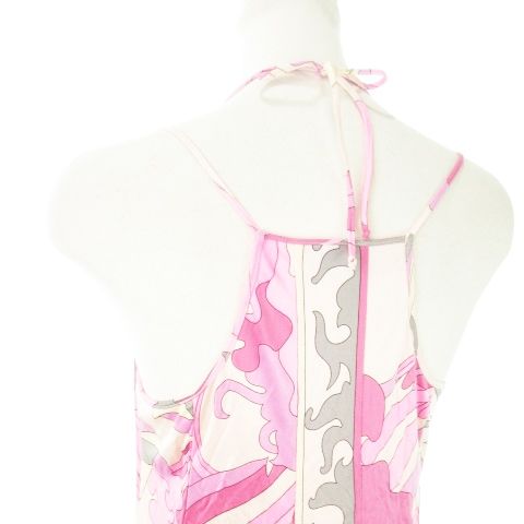 美品　エミリオプッチ　膝丈ワンピース　シルク　ロゴ　EMILIO PUCCI エミリオプッチ EMILIO PUCCI ワンピース キャミワンピ ひざ丈 シルク
