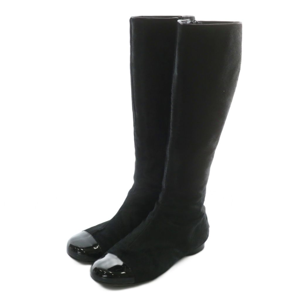 CHANELシャネル　エナメル　ラウンドトウ　CCマークチァーム CHANELシャネル エナメル ラウンドトウ CCマークチァーム CHANEL