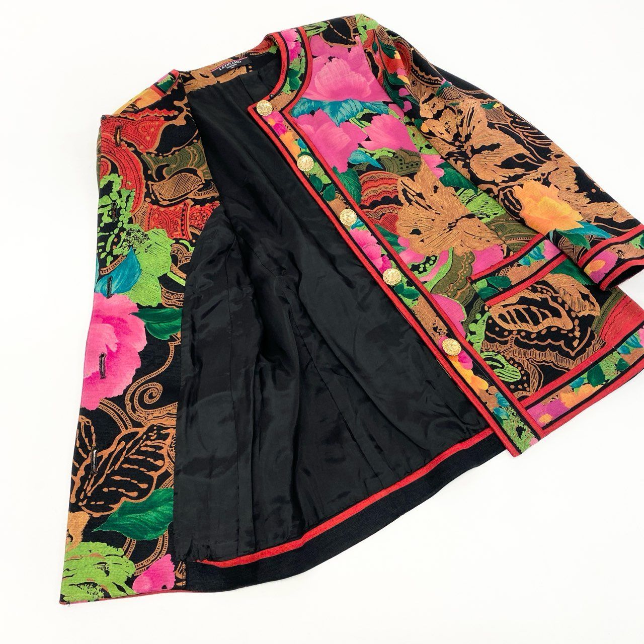 58k22 LEONARD FASHION レオナール ノーカラージャケット ロング