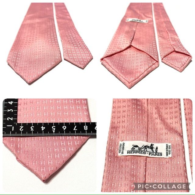 HERMES ファソネ H ジャガード ピンク 総柄 ネクタイ - メルカリ