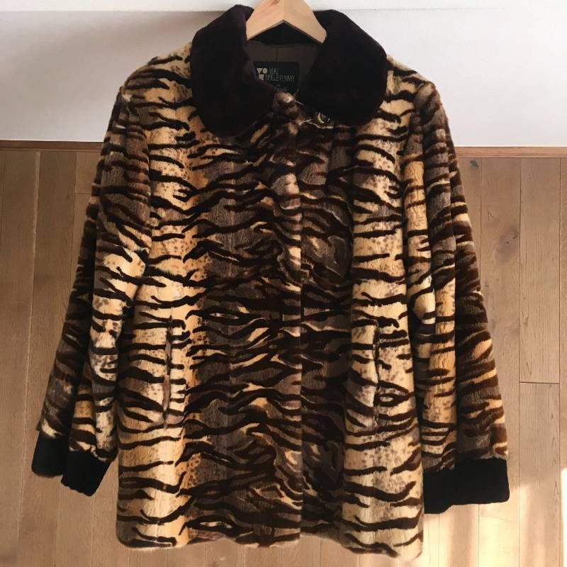 美品 YUKI BELLE FEMME ユキベルファム 毛皮 レオパード コートF