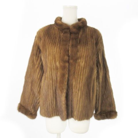 ノーブランド ファーコート ショート丈 ノーカラー ミンク 毛皮